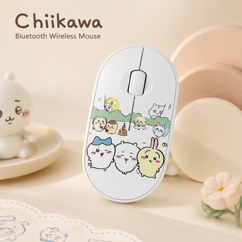 Laptop Accessories All - Mouse Nirkabel Bluetooth Chiikawa yang Lucu,