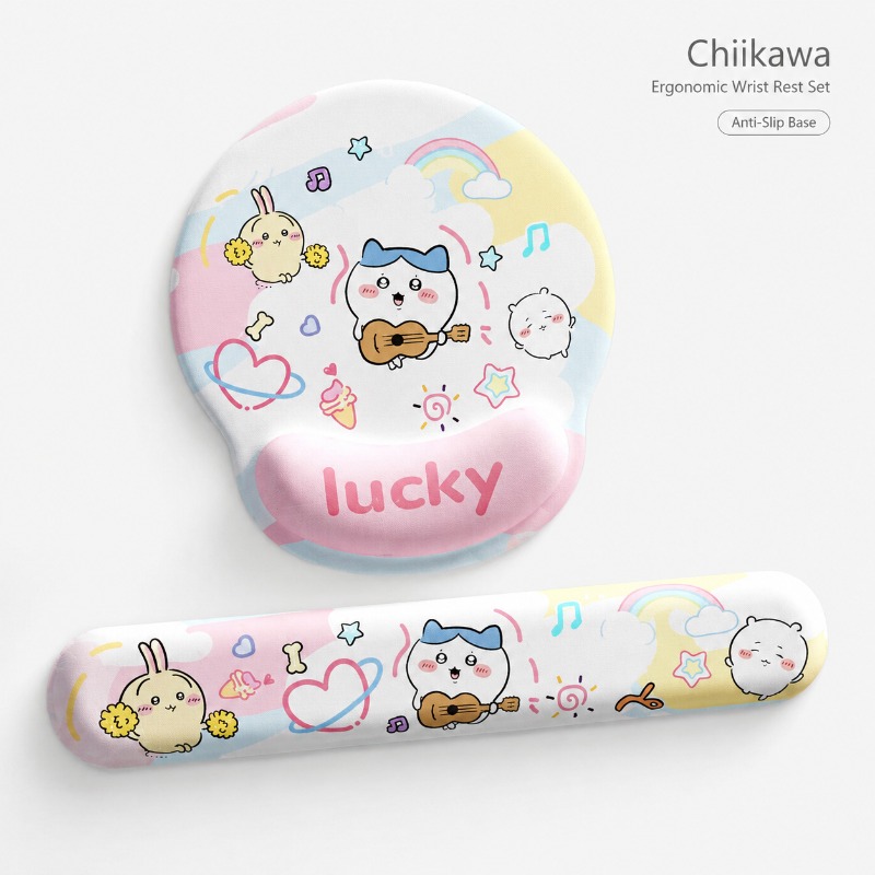 Laptop Office Accessories - Alas Mouse Ergonomis Chiikawa Lucu, Penyangga